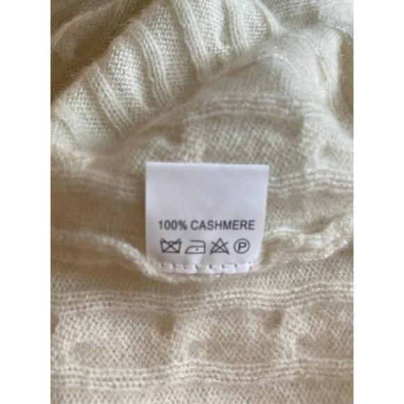 Womens 100% Cashmere Cable Knit Open Cardigan Sweater Size M Ivory Quiet Luxury - Picture 5 of 10